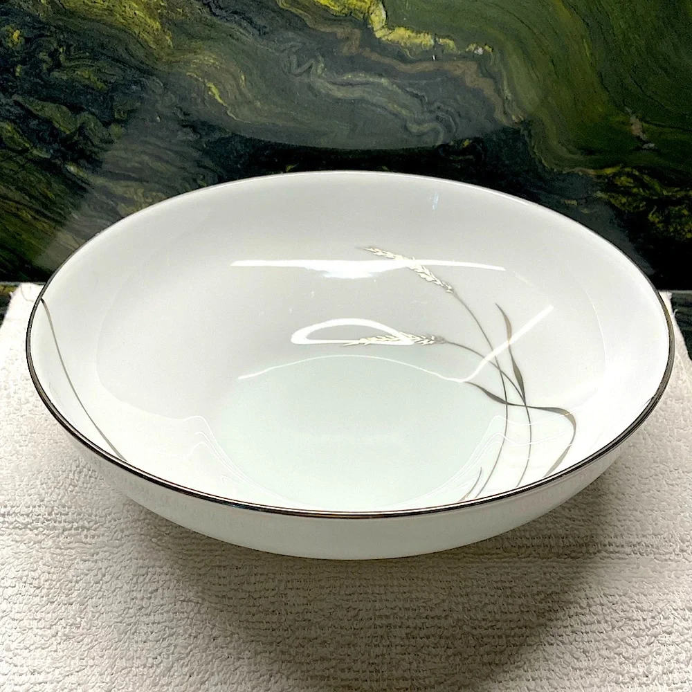 Rosenthal Vegetable Bowl Platinum Wheat Elegant White Bowl Gray Grass Design